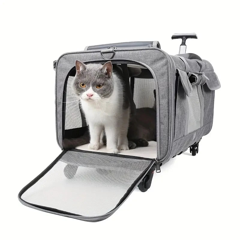 Extra Large Foldable Pet Trolley Case, Detachable Travel Carrier Bag for Dogs & Cats Extra Large Foldable Pet Trolley Case, Detachable Travel Carrier Bag for Dogs & Cats