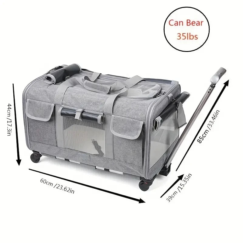 Extra Large Foldable Pet Trolley Case, Detachable Travel Carrier Bag for Dogs & Cats Extra Large Foldable Pet Trolley Case, Detachable Travel Carrier Bag for Dogs & Cats