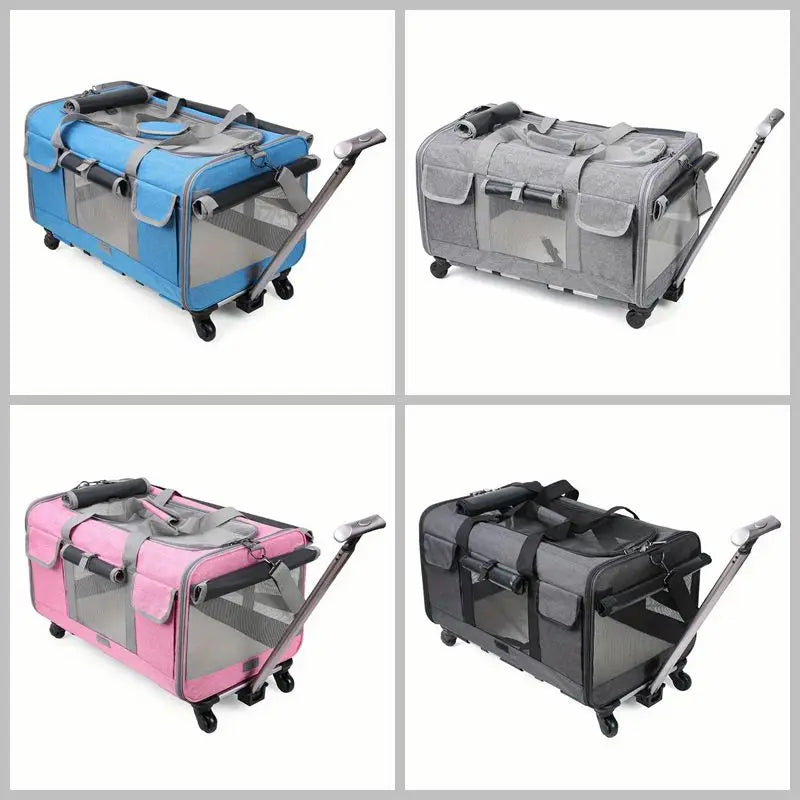 Extra Large Foldable Pet Trolley Case, Detachable Travel Carrier Bag for Dogs & Cats Extra Large Foldable Pet Trolley Case, Detachable Travel Carrier Bag for Dogs & Cats