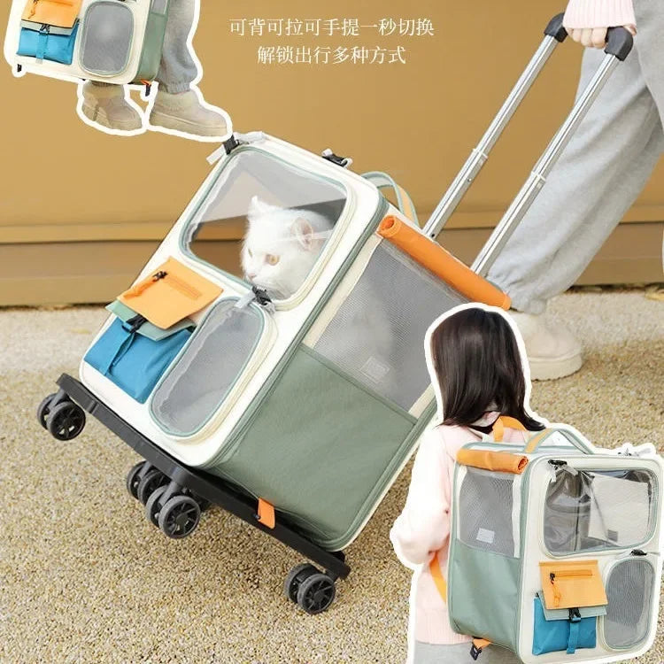 Extra Large Foldable Pet Trolley Case, Detachable Travel Carrier for Dogs & Cats Extra Large Foldable Pet Trolley Case, Detachable Travel Carrier for Dogs & Cats