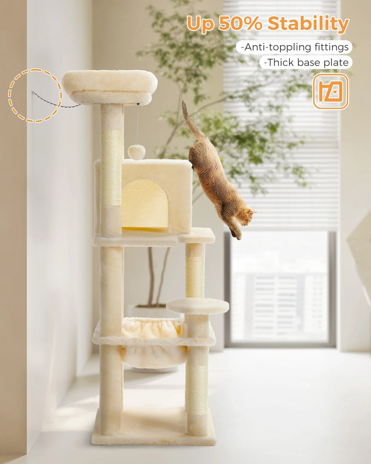 5-Level Cat Tree Tower for Large Cats with Hammock, Condo & Scratching Posts 5-Level Cat Tree Tower for Large Cats with Hammock, Condo & Scratching Posts