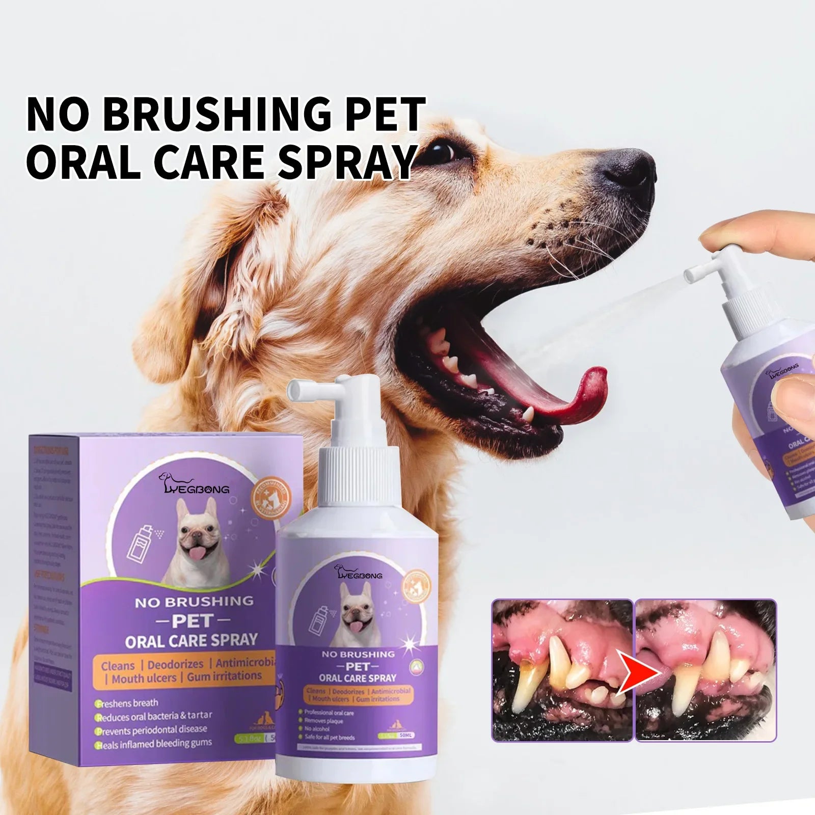 Pet Oral Cleanse Spray for Dogs & Cats, Breath Freshener & Tartar Remover Pet Oral Cleanse Spray for Dogs & Cats, Breath Freshener & Tartar Remover