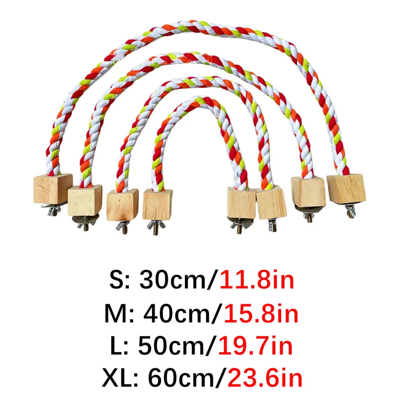 Colorful Cotton Rope Climbing & Swing Toy for Parrots — Sturdy Cage Bite & Play Accessory Colorful Cotton Rope Climbing & Swing Toy for Parrots — Sturdy Cage Bite & Play Accessory
