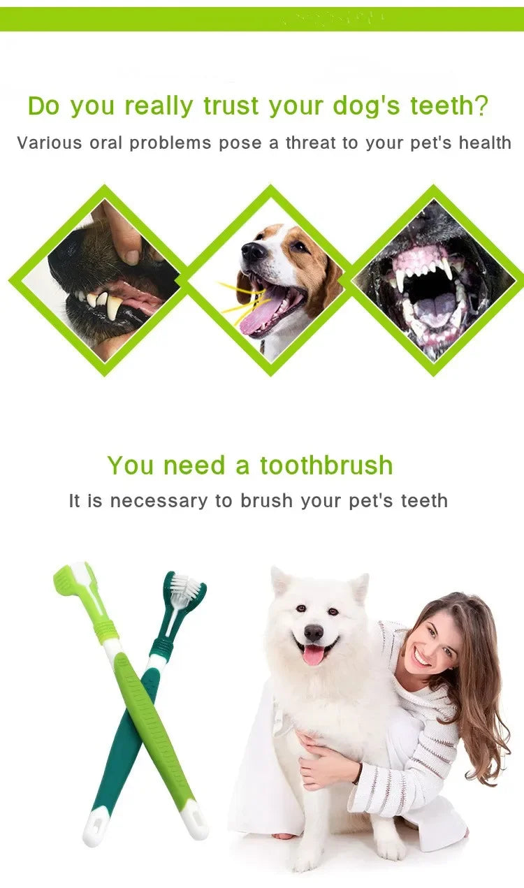 3-Sided Pet Toothbrush for Dogs & Cats, Dental Cleaning Tool for Bad Breath & Tartar Removal 3-Sided Pet Toothbrush for Dogs & Cats, Dental Cleaning Tool for Bad Breath & Tartar Removal