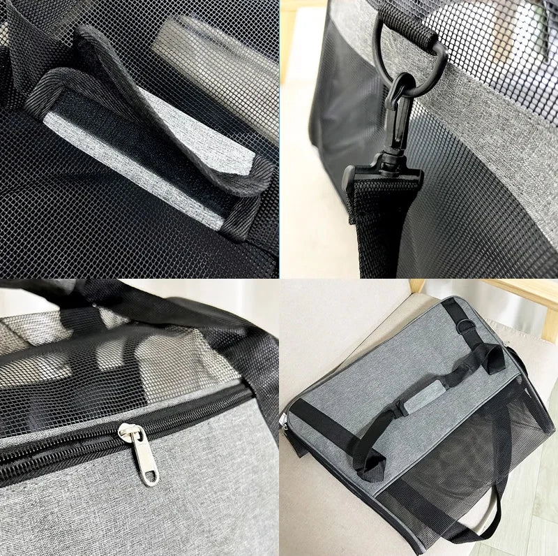 Portable Foldable Cat & Dog Carrier Bag, Mesh Breathable Travel Handbag for Pets Portable Foldable Cat & Dog Carrier Bag, Mesh Breathable Travel Handbag for Pets