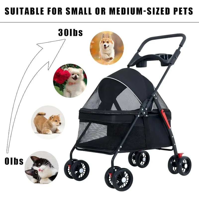 Lightweight Foldable Pet Stroller for Small Dogs, Cats & Puppies, Outdoor Travel Carrier Lightweight Foldable Pet Stroller for Small Dogs, Cats & Puppies, Outdoor Travel Carrier