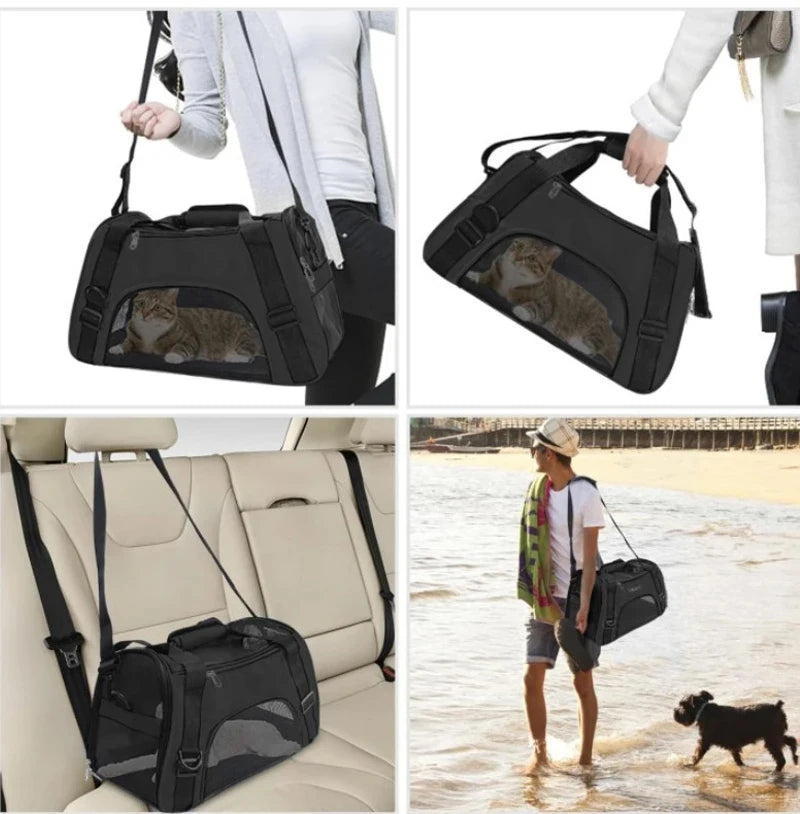 Portable Foldable Pet Carrier Bag, Travel Handbag for Small Dogs, Cats & Puppies Portable Foldable Pet Carrier Bag, Travel Handbag for Small Dogs, Cats & Puppies