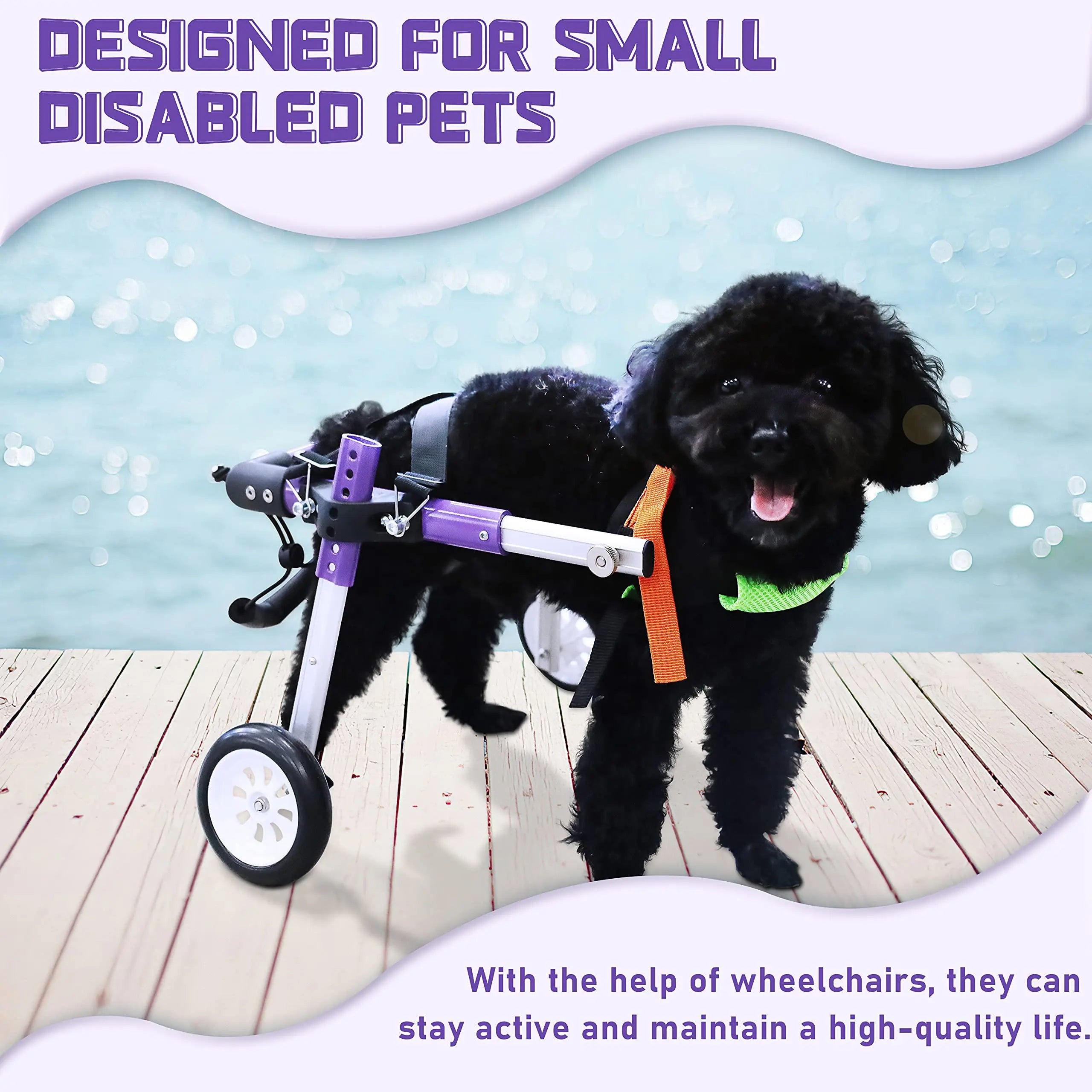 Adjustable Dog Wheelchair, Pet Disability Stroller for Back Leg Support with Large Wheels Adjustable Dog Wheelchair, Pet Disability Stroller for Back Leg Support with Large Wheels