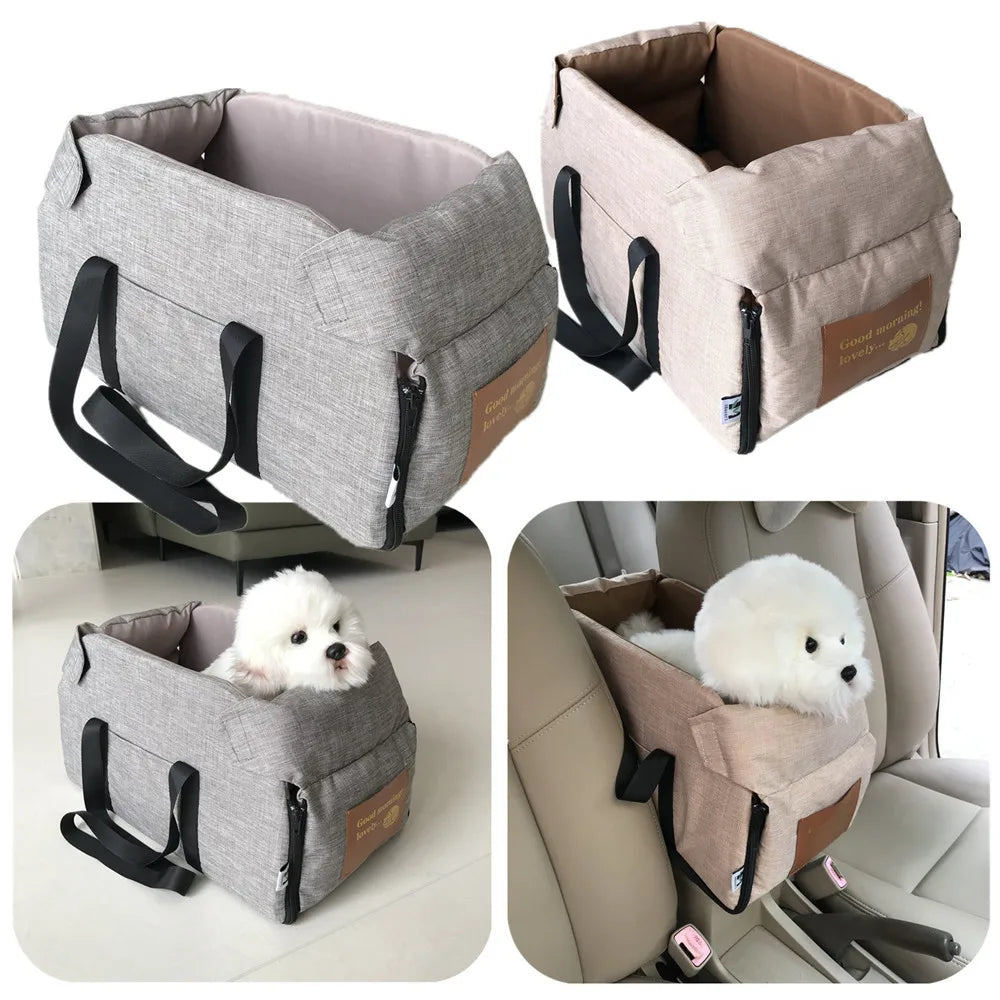 Portable Dog Car Seat Bed, Central Car Carrier for Small Dogs & Cats, Safety Travel Bag Portable Dog Car Seat Bed, Central Car Carrier for Small Dogs & Cats, Safety Travel Bag