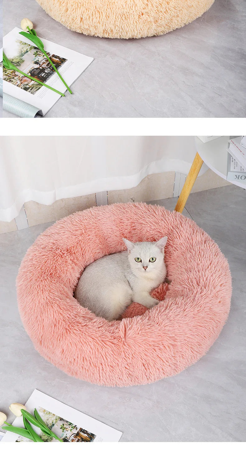 Plush Round Pet Nest Bed for Cats and Small Dogs Plush Round Pet Nest Bed for Cats and Small Dogs