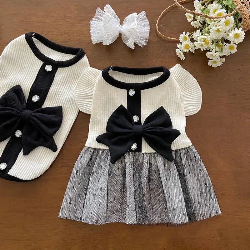 Luxury Dog Dress with Bowknot Lace – Summer Cotton Puppy Skirt for Small Dogs Luxury Dog Dress with Bowknot Lace – Summer Cotton Puppy Skirt for Small Dogs