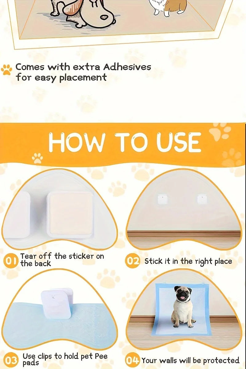 3pcs Wall-Mounted Dog Pee Pad Clip Holders, Stickable Pet Cleaning Accessory 3pcs Wall-Mounted Dog Pee Pad Clip Holders, Stickable Pet Cleaning Accessory