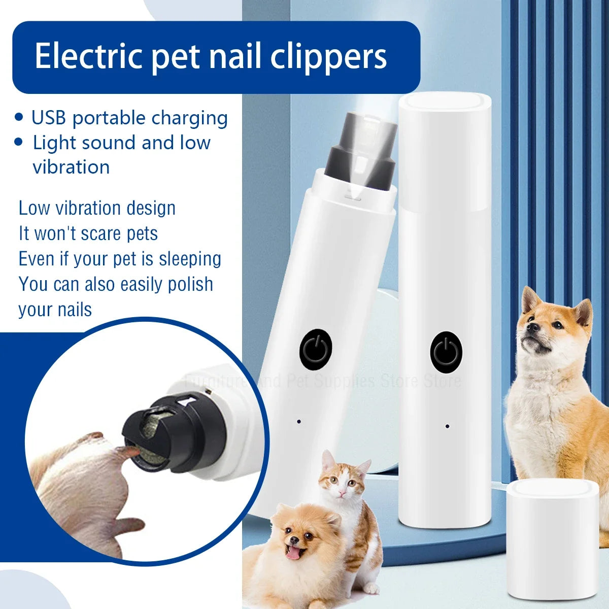 Rechargeable Electric Pet Nail Grinder with LED Light, Quiet Nail Clippers for Dogs & Cats Rechargeable Electric Pet Nail Grinder with LED Light, Quiet Nail Clippers for Dogs & Cats
