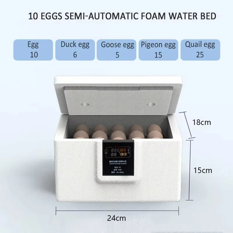 USB Poultry Incubator with Thermostat, Manual Turn, Bionic Waterbed & Egg Candler USB Poultry Incubator with Thermostat, Manual Turn, Bionic Waterbed & Egg Candler