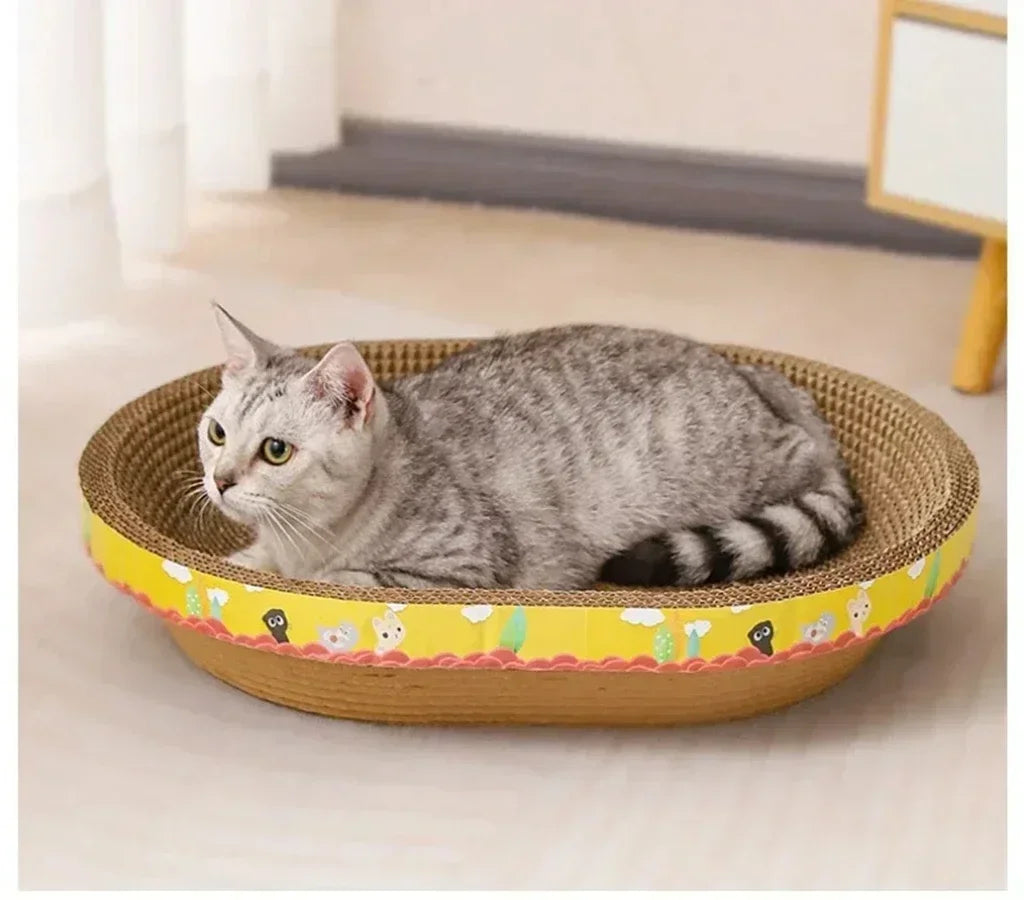 Oval Cat Scratching Board – Corrugated Paper Claw Toy & Furniture Protector Oval Cat Scratching Board – Corrugated Paper Claw Toy & Furniture Protector