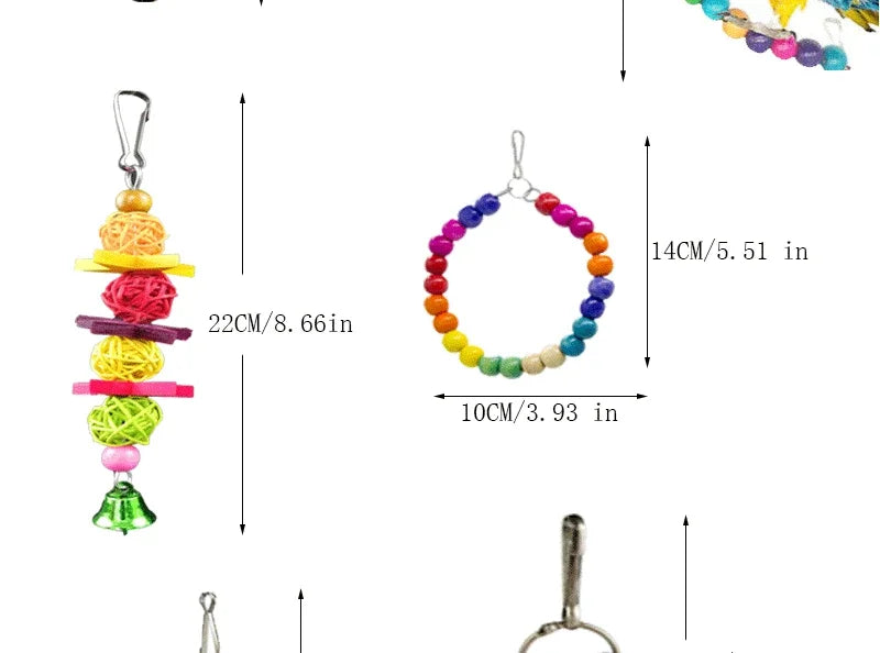 Combination Bird Toy Set — Swing, Chewing, Ladder & Bell Toys for Small Parrots Combination Bird Toy Set — Swing, Chewing, Ladder & Bell Toys for Small Parrots