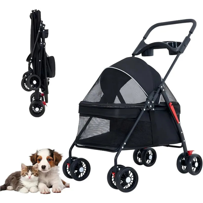 Lightweight Foldable Pet Stroller for Small Dogs, Cats & Puppies, Outdoor Travel Carrier Lightweight Foldable Pet Stroller for Small Dogs, Cats & Puppies, Outdoor Travel Carrier
