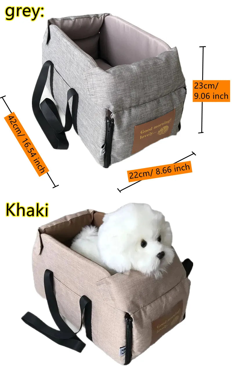 Portable Dog Car Seat Bed, Central Car Carrier for Small Dogs & Cats, Safety Travel Bag Portable Dog Car Seat Bed, Central Car Carrier for Small Dogs & Cats, Safety Travel Bag