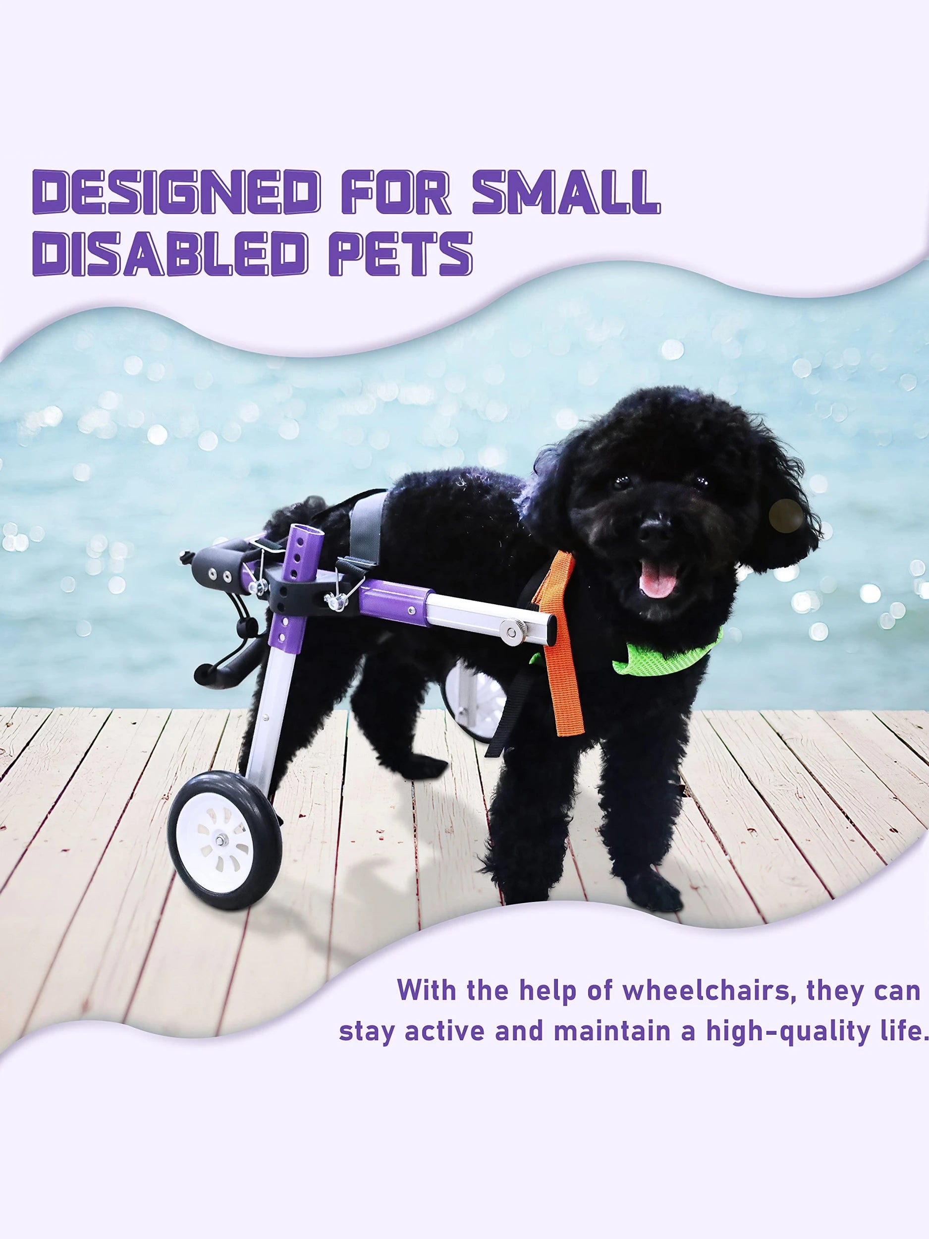 Adjustable Dog Wheelchair, Pet Disability Stroller for Back Leg Support with Large Wheels Adjustable Dog Wheelchair, Pet Disability Stroller for Back Leg Support with Large Wheels