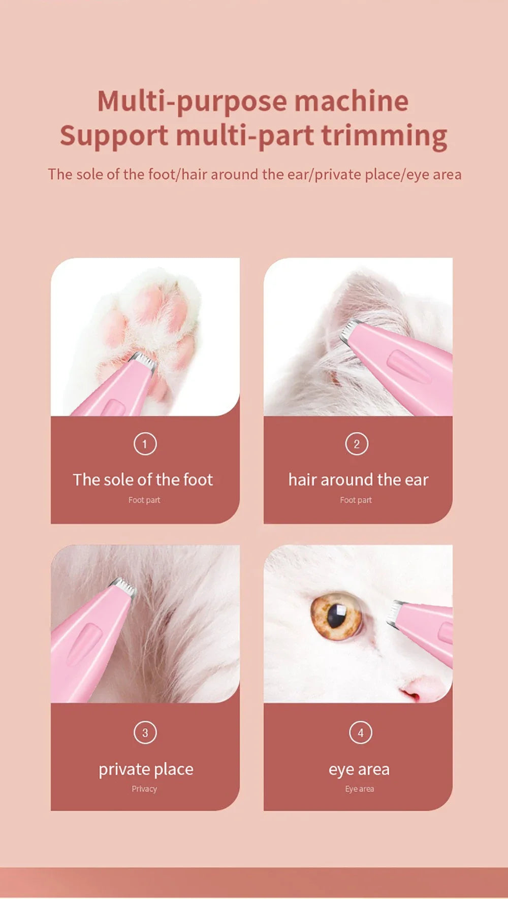 Electric Pet Hair Trimmer – Professional Dog & Cat Grooming Clipper for Paws, Ears, and Face Electric Pet Hair Trimmer – Professional Dog & Cat Grooming Clipper for Paws, Ears, and Face