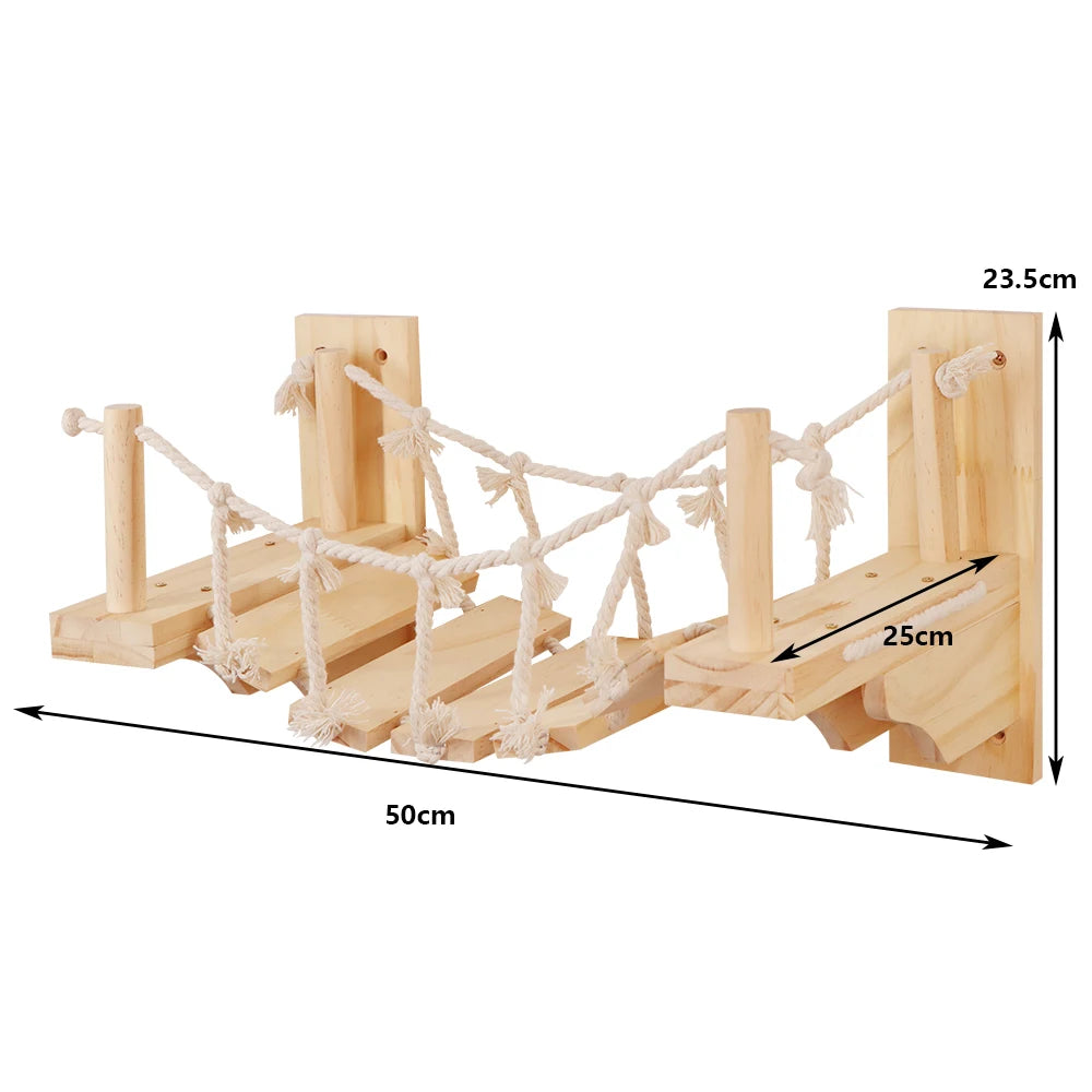 Wall-Mounted Cat Shelves Set with Hammock, Bridge, House & Scratching Post Wall-Mounted Cat Shelves Set with Hammock, Bridge, House & Scratching Post