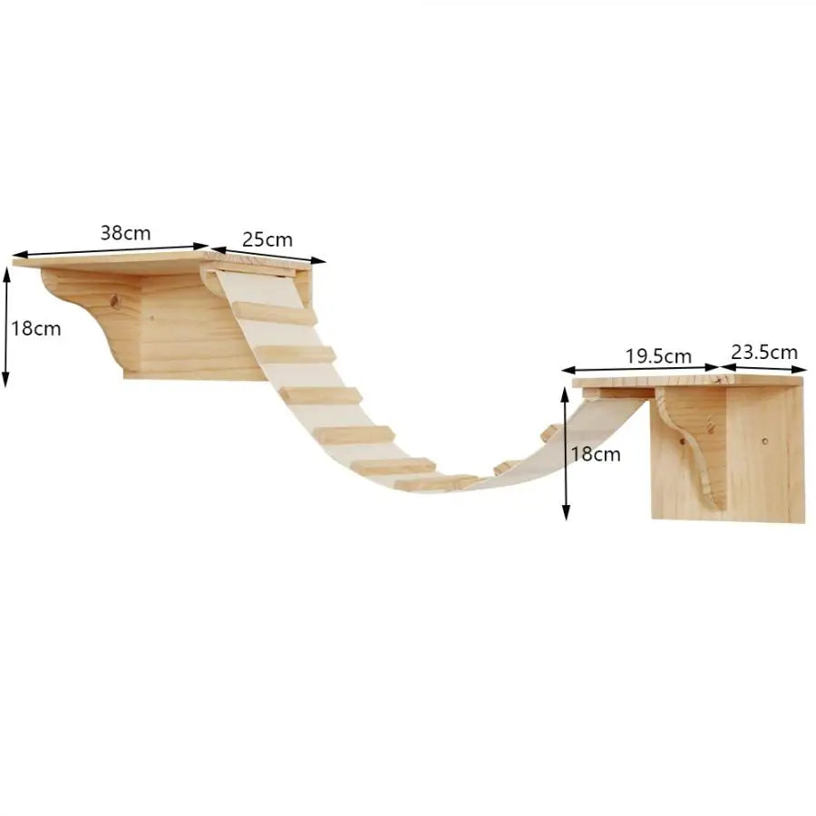 Wall-Mounted Cat Shelves Set with Hammock, Bridge, House & Scratching Post Wall-Mounted Cat Shelves Set with Hammock, Bridge, House & Scratching Post
