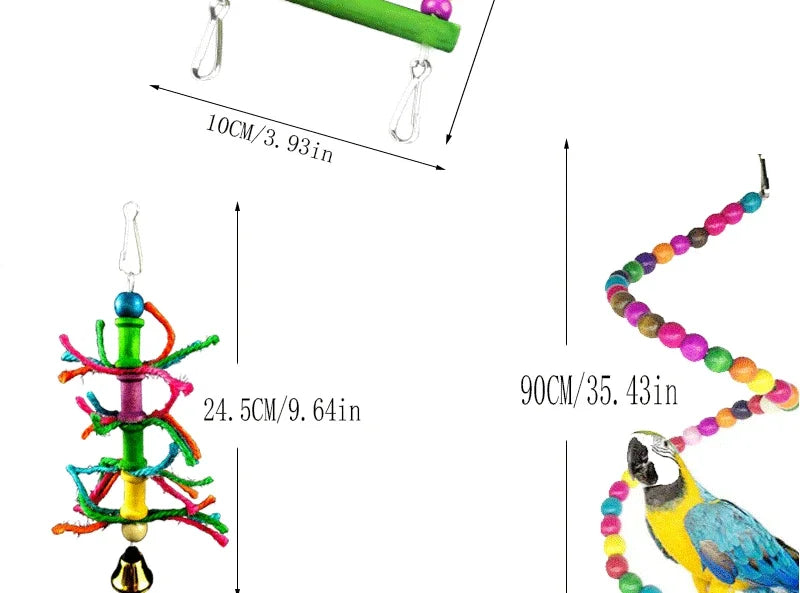 Combination Bird Toy Set — Swing, Chewing, Ladder & Bell Toys for Small Parrots Combination Bird Toy Set — Swing, Chewing, Ladder & Bell Toys for Small Parrots