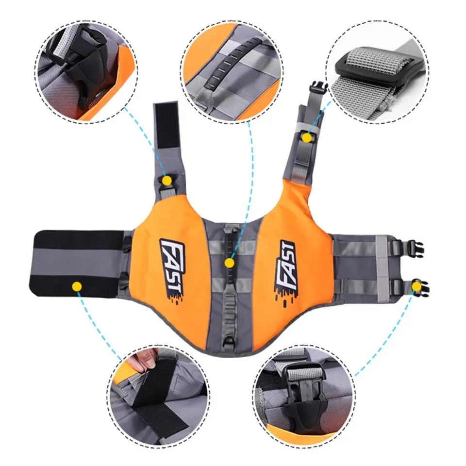 Adjustable Dog Life Jacket, Reflective Pet Safety Vest for Swimming & Boating Adjustable Dog Life Jacket, Reflective Pet Safety Vest for Swimming & Boating
