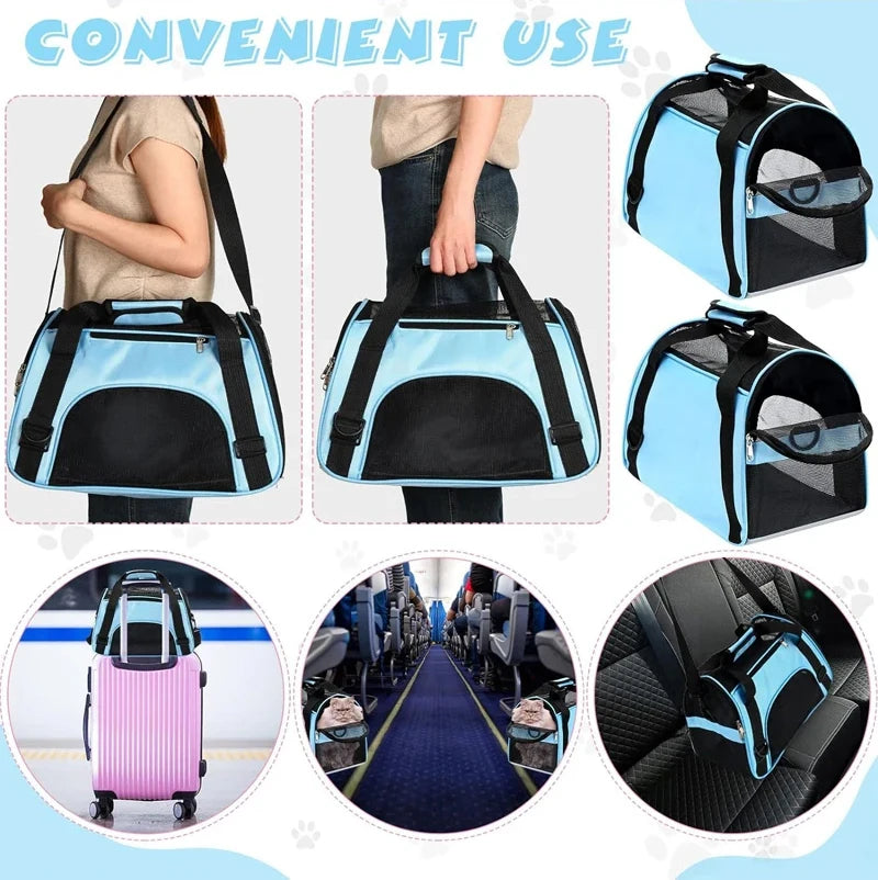 Portable Foldable Cat & Dog Carrier Bag, Mesh Breathable Travel Handbag for Pets Portable Foldable Cat & Dog Carrier Bag, Mesh Breathable Travel Handbag for Pets