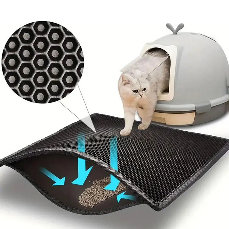Waterproof Double-Layer Cat Litter Mat – Non-Slip, Easy-Clean Litter Trapping Pad for Cats Waterproof Double-Layer Cat Litter Mat – Non-Slip, Easy-Clean Litter Trapping Pad for Cats