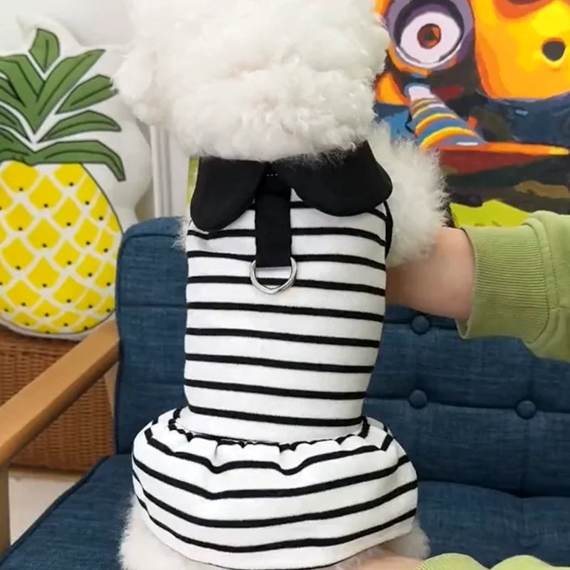 Luxury Dog Dress with Bowknot Lace – Summer Cotton Puppy Skirt for Small Dogs Luxury Dog Dress with Bowknot Lace – Summer Cotton Puppy Skirt for Small Dogs