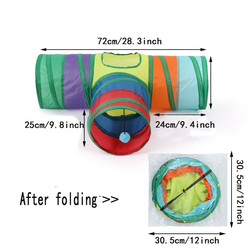 Foldable Cat Tunnel Toy, Indoor S-Type Play Tunnel with Crinkle Paper for Cats & Kittens Foldable Cat Tunnel Toy, Indoor S-Type Play Tunnel with Crinkle Paper for Cats & Kittens