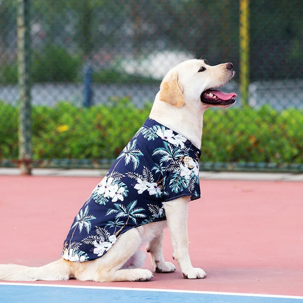 Hawaiian Style Summer T-Shirt for Medium & Large Dogs, XL–5XL Printed Pet Shirt Hawaiian Style Summer T-Shirt for Medium & Large Dogs, XL–5XL Printed Pet Shirt