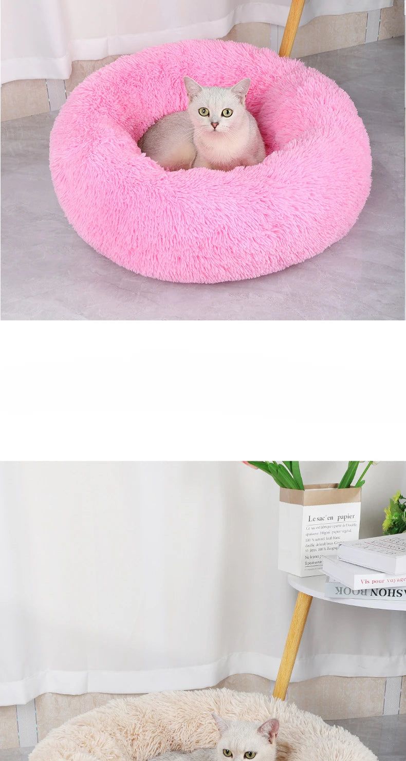 Plush Round Pet Nest Bed for Cats and Small Dogs Plush Round Pet Nest Bed for Cats and Small Dogs