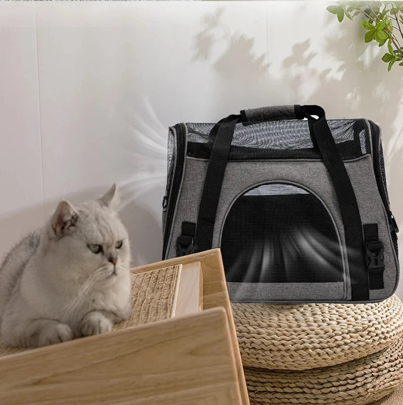 Portable Foldable Cat & Dog Carrier Bag, Mesh Breathable Travel Handbag for Pets Portable Foldable Cat & Dog Carrier Bag, Mesh Breathable Travel Handbag for Pets