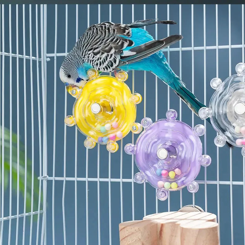 Interactive Rotating Parrot Treat Dispenser Toy — Bird Cage Mental Stimulation Toy Interactive Rotating Parrot Treat Dispenser Toy — Bird Cage Mental Stimulation Toy