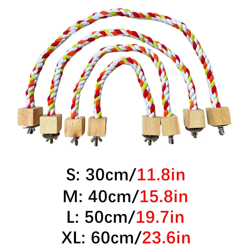 Colorful Cotton Rope Climbing & Swing Toy for Parrots — Sturdy Cage Bite & Play Accessory Colorful Cotton Rope Climbing & Swing Toy for Parrots — Sturdy Cage Bite & Play Accessory