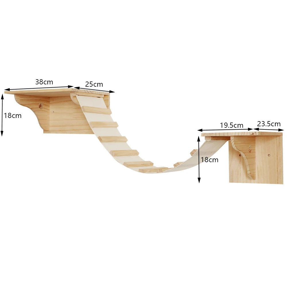Wall-Mounted Cat Shelves Set with Hammock, Bridge, House & Scratching Post Wall-Mounted Cat Shelves Set with Hammock, Bridge, House & Scratching Post