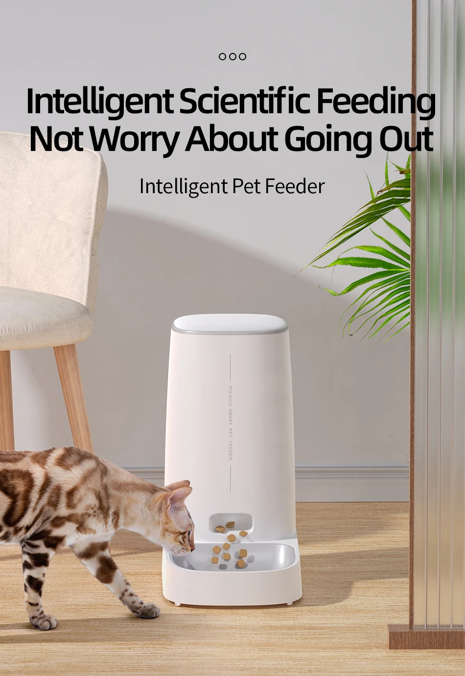 ROJECO Automatic Smart WiFi Pet Feeder, Remote-Controlled Cat & Dog Food Dispenser ROJECO Automatic Smart WiFi Pet Feeder, Remote-Controlled Cat & Dog Food Dispenser
