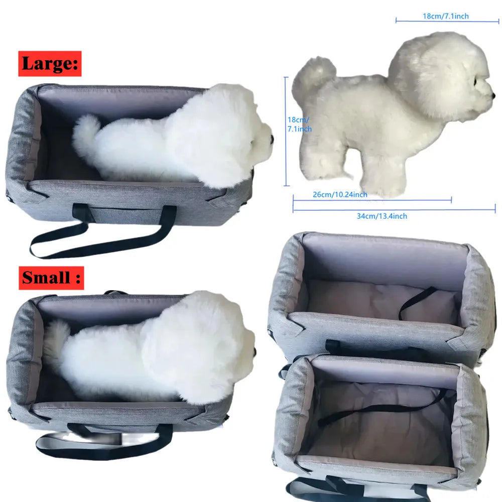 Portable Dog Car Seat Bed, Central Car Carrier for Small Dogs & Cats, Safety Travel Bag Portable Dog Car Seat Bed, Central Car Carrier for Small Dogs & Cats, Safety Travel Bag
