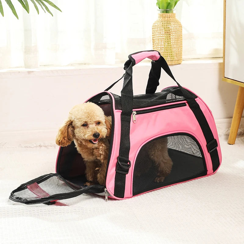 Portable Foldable Cat & Dog Carrier Bag, Mesh Breathable Travel Handbag for Pets Portable Foldable Cat & Dog Carrier Bag, Mesh Breathable Travel Handbag for Pets