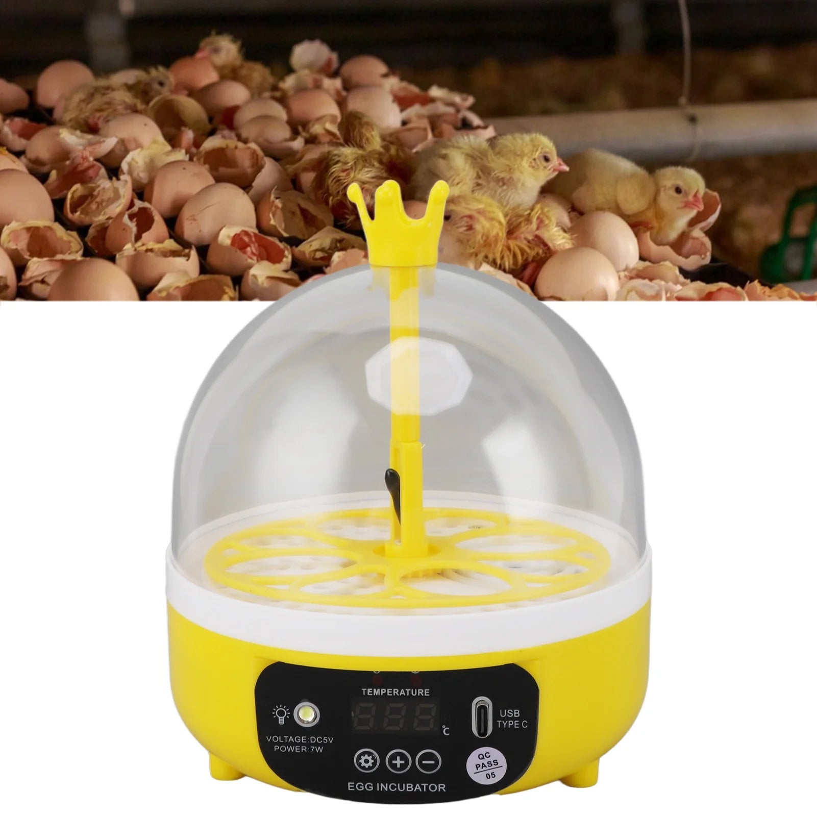 4-Egg Mini Automatic Poultry Incubator with Temperature, Humidity Control & Candler 4-Egg Mini Automatic Poultry Incubator with Temperature, Humidity Control & Candler