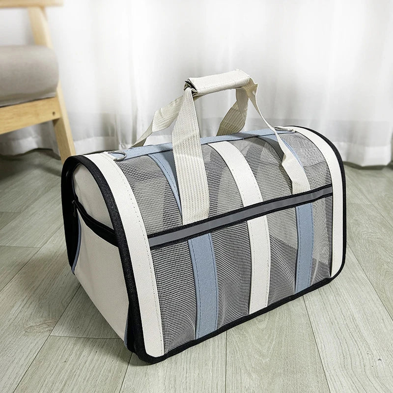 Foldable Portable Pet Carrying Handbag, Mesh Travel Cage for Small & Medium Dogs and Cats Foldable Portable Pet Carrying Handbag, Mesh Travel Cage for Small & Medium Dogs and Cats