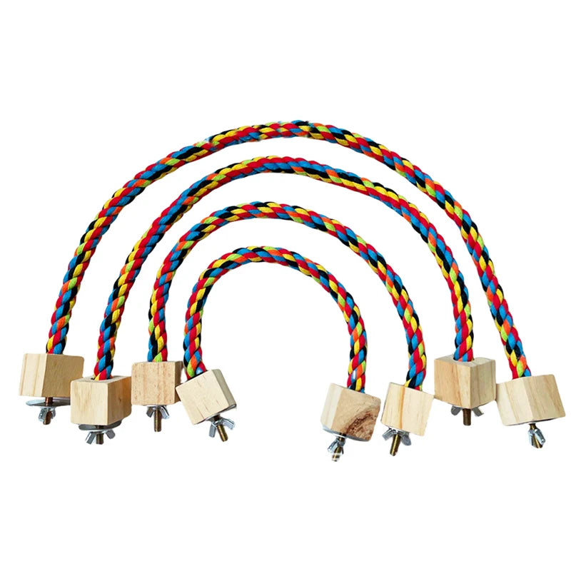 Colorful Cotton Rope Climbing & Swing Toy for Parrots — Sturdy Cage Bite & Play Accessory Colorful Cotton Rope Climbing & Swing Toy for Parrots — Sturdy Cage Bite & Play Accessory