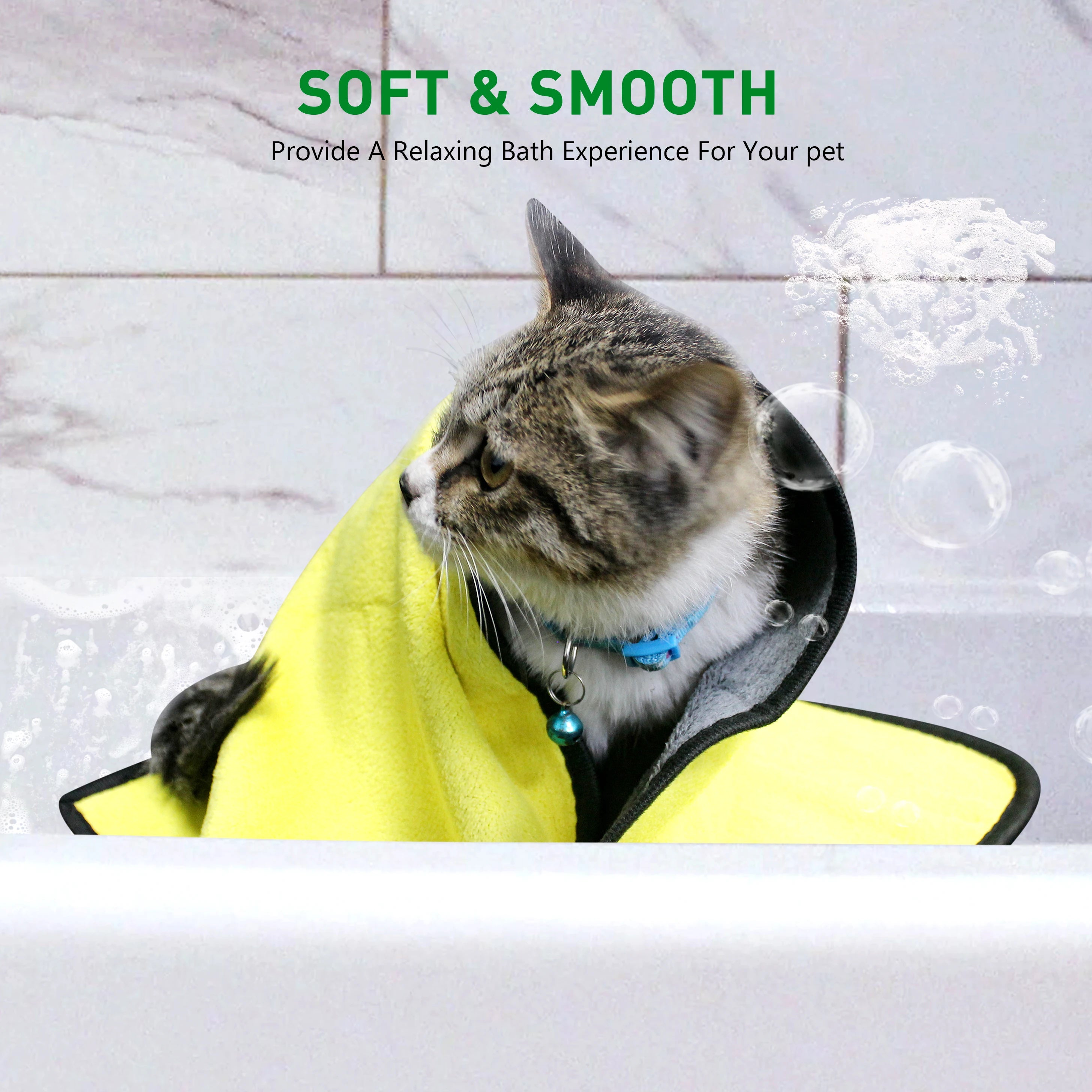 Quick-Drying Absorbent Pet Bath Towel for Dogs & Cats, Soft Lint-Free Fiber Blanket Quick-Drying Absorbent Pet Bath Towel for Dogs & Cats, Soft Lint-Free Fiber Blanket