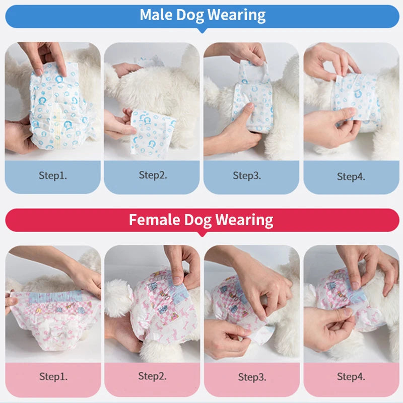 Super Absorbent Disposable Pet Diapers – Leakproof Dog & Cat Nappies for Male & Female Pets Super Absorbent Disposable Pet Diapers – Leakproof Dog & Cat Nappies for Male & Female Pets