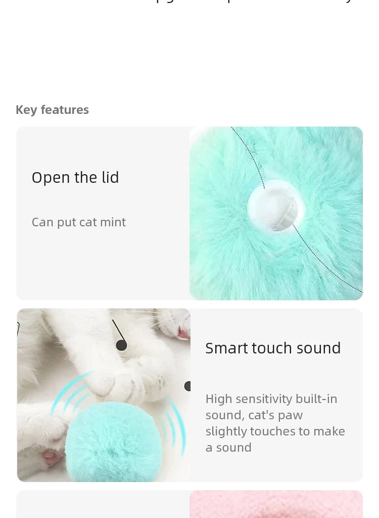 Interactive Smart Plush Cat Toy Ball – Electric Catnip Squeak Toy for Kittens Interactive Smart Plush Cat Toy Ball – Electric Catnip Squeak Toy for Kittens