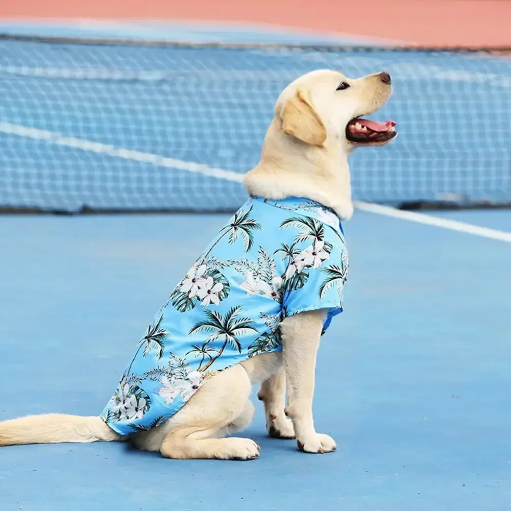 Hawaiian Style Summer T-Shirt for Medium & Large Dogs, XL–5XL Printed Pet Shirt Hawaiian Style Summer T-Shirt for Medium & Large Dogs, XL–5XL Printed Pet Shirt