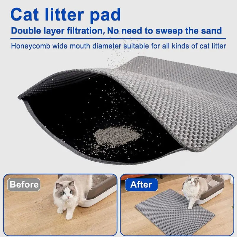 Waterproof Double-Layer Cat Litter Mat – Non-Slip, Easy-Clean Litter Trapping Pad for Cats Waterproof Double-Layer Cat Litter Mat – Non-Slip, Easy-Clean Litter Trapping Pad for Cats