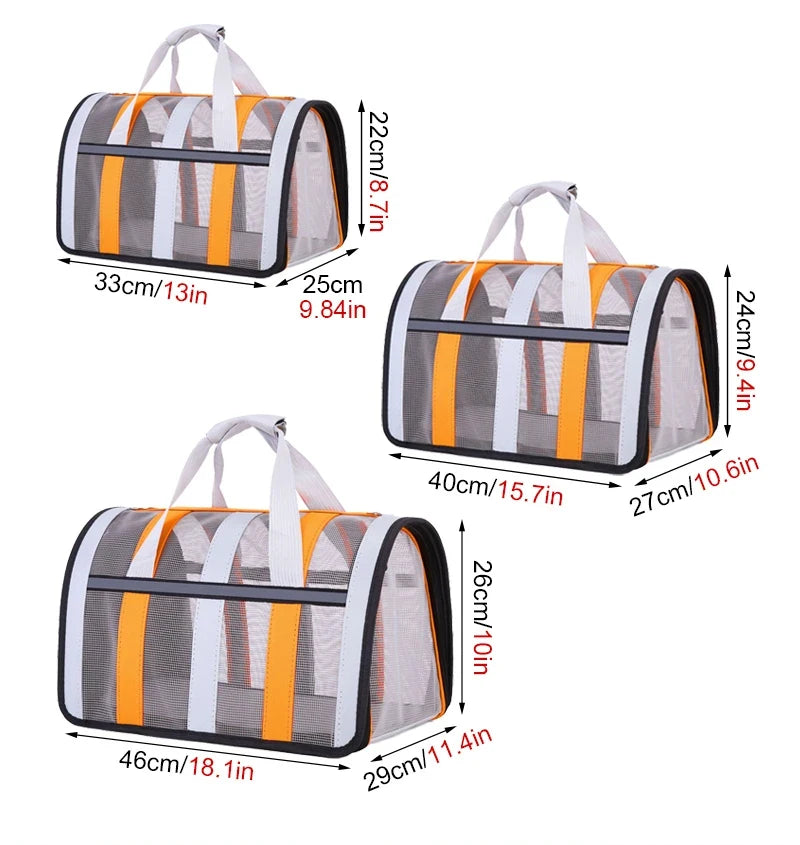 Foldable Portable Pet Carrying Handbag, Mesh Travel Cage for Small & Medium Dogs and Cats Foldable Portable Pet Carrying Handbag, Mesh Travel Cage for Small & Medium Dogs and Cats